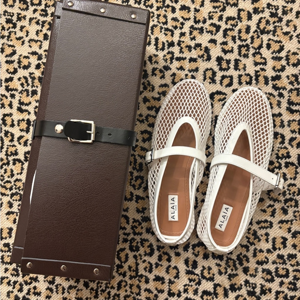 Alaia White Mesh Flats